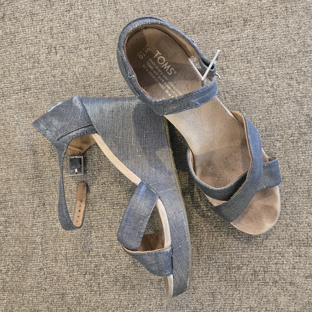 TOMS Women's Blue Wedge Sandals